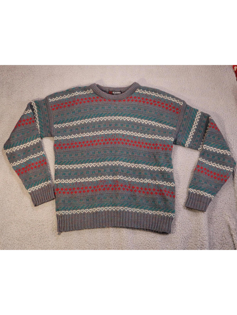 Scandia Sweater Men XL Stripped Knit Pullover Made In USA